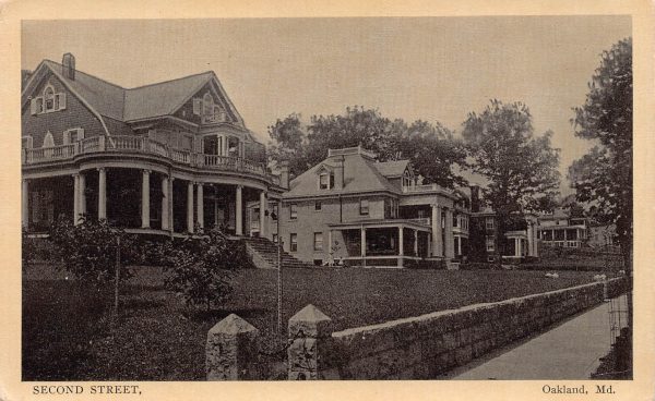 Vintage Postcard Second Street Oakland Maryland MD Albertype Co.